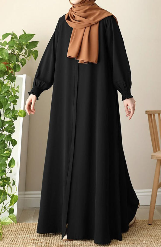 Simple Abaya /Flared Abaya|3-Piece Modest Wear Set (Abaya + Hijab + Inner Cap)